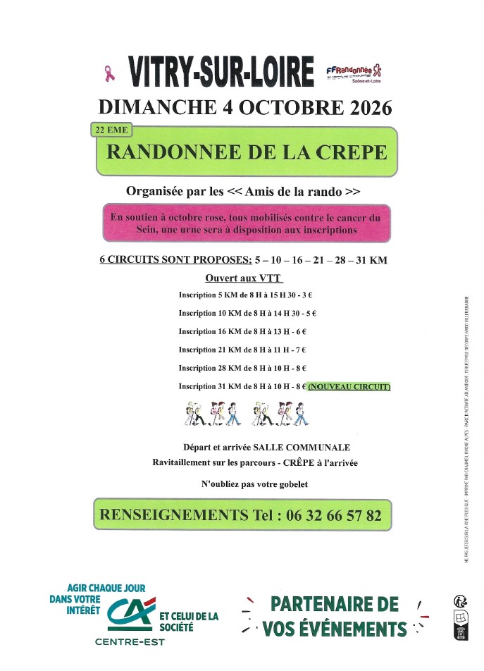 Affiche 22&egrave;me randonnee de la crepe 2026