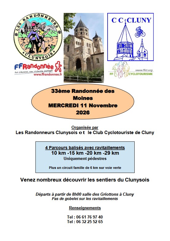 Affiche 33&egrave;me randonn&eacute;e des Moines 2026