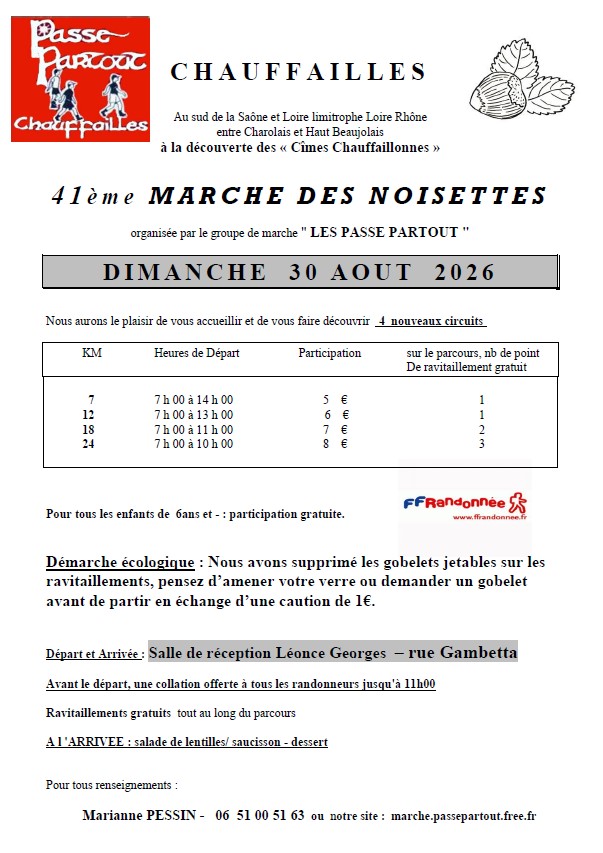 Affiche 41&egrave;me Marche des Noisettes 2026